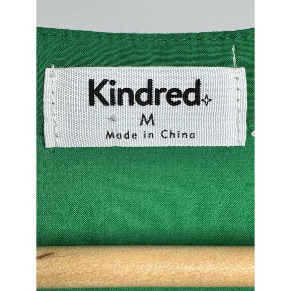 Kindred Anthropologie Blouse Womens Medium Kelly Green Embroidered Floral Boho - Picture 4 of 13